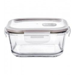 Porta Mantimento 800ml 15,8cm Hermético Quadrado Em Vidro Borossilicato Com Tampa